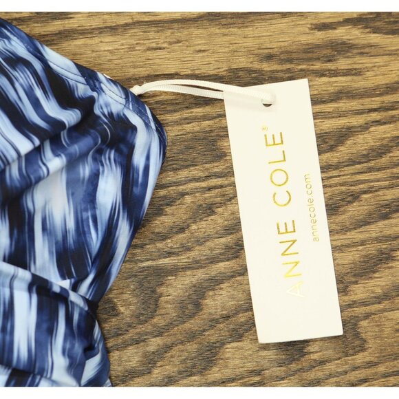 Anne Cole Dye Ikat One Shoulder Hidden Underwire Swimsuit Tie Dye Ikat Blue 8 - Picture 3 of 7